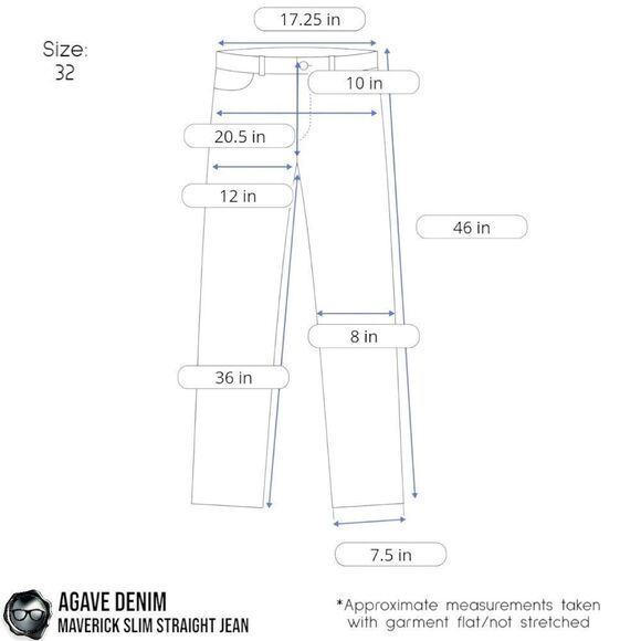 AGAVE DENIM MAVERICK SLIM STRAIGHT SELVAGE DENIM JEANS IN SUN BAKED BLUE 32 X 36 - Picture 8 of 12